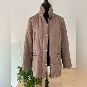 GHINELLI Tan Coloured Lightweight Quilted Insulated Jacket Zip Snap Front Casual